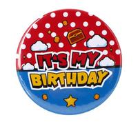 Pin It's My Birthday, 5,8cm Temática Videojuegos Insignia Cumpleaños Ideal para Fiestas Infantiles y Como Detalle para Decorar Disfraces