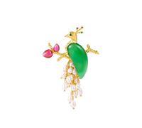 Pin Jewelry Gifts for Women Brooches,Vintage Elegant Unique Peacock Brooches Chalcedony Tassel,Gifts for Chinese Valentine's Day Gift Box for Mother Brooches