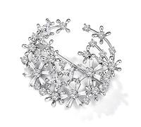 Pin Jewelry Gifts for Women Fashion Elegant Style Pin Brooch Electroplating Silver Rhinestone Flowers Brooches Women Shirt Suit Vest Safety Buckle Brooches Pins (Silver)