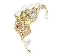 Pin Jewelry Gifts for Women Ladies Fashion Accessories Ladies Elegant Leaf Brooch Water Drop Flower Wedding Banquet Brooch Pin Brooches Pins (Gold)
