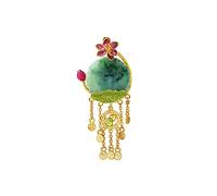 Pin Jewelry Gifts for Women Ladies Fashion and Elegant Accessories Jade Lotus Lotus Leaf Shaped Tassel Brooch Luxury Wedding Banquet Brooch Jewelry Brooches &