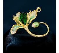 Pin Jewelry Gifts for Women Magnolia Flower Brooch Suit Dress Brooch Elegant Brooch Silk Scarf Buckle Brooches Pins (Green)