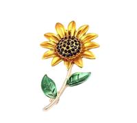 Pin ligero de girasoles en tono dorado, resistente a las alergias, joyería para pieles sensibles, cómodo accesorio formal, girasoles dorados, pin boutique, talla única, como se describe