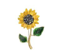 Pin ligero de girasoles en tono dorado, resistente a las alergias, joyería para pieles sensibles, cómodo accesorio formal, girasoles dorados, pin boutique, talla única, como se describe