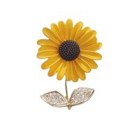 Pin ligero de girasoles en tono dorado, resistente a las alergias, joyería para pieles sensibles, cómodo accesorio formal, girasoles dorados, pin boutique, talla única, como se describe