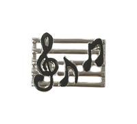 Pin metálico partitura 18mm. detalles esmalte negro clave de sol notas musicales