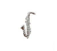 Pin metálico saxofón 25.6mm. plateado detalles relieve