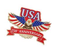 Pin patriótico con águila para conmemoración del Día de la Independencia del 25 aniversario, de solapa patriótica para ropa, Pin armado conmemorativo
