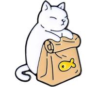 Pin Pin Cute Cartoon Esmalte Pin Pin Pin Negro Blanco Gatos Collar Broche AC