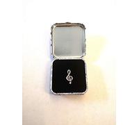 PIN PLATEADO CLAVE DE SOL EN CAJITA METALICA MOTIVOS MUSICALES