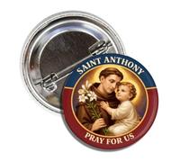 Pin redondo con botón de San Antonio, Pray for Us, 1.50 pulgadas, tema religioso católico