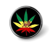 Pin redondo con forma de hoja de león rasta jamaicano, insignias de solapa esmaltadas, joyería decorativa para mochilas y sombreros.