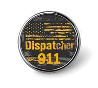 Pin redondo con la bandera de EE. UU. y distintivo de operador del 911, insignias de solapa esmaltadas, joyería decorativa para mochilas y sombreros.