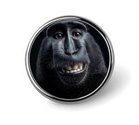 Pin redondo con la cara de un macaco negro para solapa, broche, insignia para corbata, sombrero, ropa, joyería y accesorios.