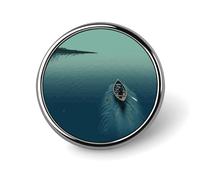 Pin redondo de 1 pulgada con diseño de bote remando en un lago. Broche divertido para solapa. Pin de moda para sombrero o camisa. Botón para corbata. Botones. Artículos para fiestas. Insignias decorat