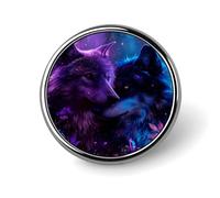 Pin redondo de aleación de aluminio con diseño de lobos místicos, dragón brillante, lobo blanco y luna celta, broche decorativo para chaquetas, mochilas, sombreros y camisas. Accesorio de solapa de me