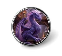 Pin redondo de aleación de aluminio con diseño floral de dragón rojo y dragón morado de LibraryArt, broche decorativo para chaquetas, mochilas, sombreros, camisas, elegante accesorio de solapa de meta