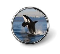 Pin redondo de ballena asesina, lindo pin de solapa esmaltado, broche de botón, decoración personalizada de ropa, unisex, soporte para insignias, sombreros, bolsos, camisas, decoración