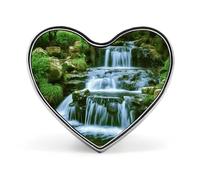 Pin redondo de metal con diseño de cascada y paisaje natural, pin de solapa esmaltado para sombreros, bolsos y ropa. Regalo.