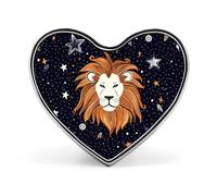 Pin redondo de metal con diseño de león y estrellas para sombreros, mochilas y ropa. Idea de regalo: pin con diseño de animal.