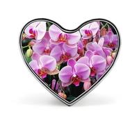Pin redondo de metal con forma de flor de orquídea, pin de solapa esmaltado para sombreros, bolsos y ropa. Regalo.