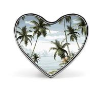 Pin redondo de metal con forma de palmera en una playa tropical, pin de solapa esmaltado para sombreros, bolsos y ropa. Regalo.