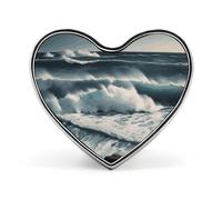 Pin redondo de metal esmaltado con diseño de mares salvajes, ideal para sombreros, bolsos y ropa.