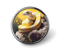 Pin redondo de pitón amarillo y blanco, bonito broche de solapa esmaltado, broche de botón, decoración personalizada de ropa, unisex, soporte para insignias, sombreros, bolsos, camisas, decoración