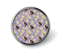 Pin redondo de solapa con diseño de patos y narcisos, broche, insignia de corbata, elegante, sombrero, ropa, joyería, accesorios