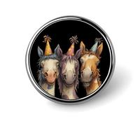 Pin redondo de solapa con diseño de Tres Caballos Tontos, broche, insignia para corbata, sombrero, ropa, joyería y accesorios.