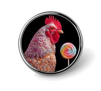 Pin redondo de solapa con forma de gallo, piruleta, chupapollas, broche, insignia de corbata, elegante sombrero, ropa, joyería, accesorios