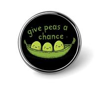 Pin redondo divertido con la frase "Give Peas A Chance" para solapa, botón, broche, insignia para corbata, sombrero, ropa, joyería y accesorios.
