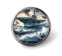 Pin redondo para solapa, broche, portainsignias para ropa, bolsos, mochilas y sombreros, con forma de buque de guerra, acorazado, avión militar a reacción.