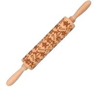 Pin rodante de Navidad Madera de madera de 14 pulgadas Man de jengibre Rolling Rolling con bastón de caramelo, caja de regalo y caballo de balanceo para galletas para hornear, pastel