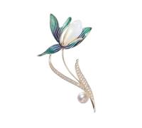 Pin único de magnolia floral con perlas artificiales, insignia de magnolia para uso diario, ocasión especial, pin chino