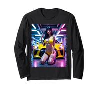 Pin-up Girl & Sports Car tee - JDM Girl & JDM Tuner Car Manga Larga