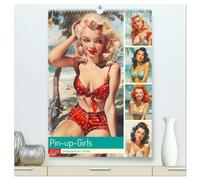 Pin-up-Girls. Sexappeal am Strand (hochwertiger Premium Wandkalender 2026 DIN A2 hoch), Kunstdruck in Hochglanz: Reizende Strandmomente im Stil der 50er Jahre