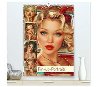 Pin-up-Portraits. Hübsche Girls in Comic-Vintage-Art (hochwertiger Premium Wandkalender 2026 DIN A2 hoch), Kunstdruck in Hochglanz: Nostalgie und Romantik im Retro-Stil der 50er Jahre