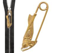 Pin vintage con forma de pescado, pin decorativo para joyas, diseño de animales, accesorio con cierre seguro, pin de solapa moderno con aspecto elegante, artículo de moda de 6 cm, pin para suéter