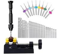 Pin Vise Hand Drill Set - 60 Piece Twist Drill Bits | Adjustable Miniature Manual Drills For Resin Jewelry And Wood Crafts, Precision Hobby With Non-Slip Aluminum Body
