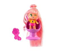 PIN Y PON Súper Melena Pelo Rosa, Mini Figura con el Pelo Largo, Muñeca para Hacer Peinados, con 1 Silla de Peluquería y 3 Accesorios para Jugar y Peinar, Desde 4 Años, Famosa (PNY32100)