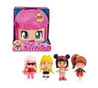 Pinypon - Super Star, Edición Exclusiva de Pinypon con 4 Figuras, Contenedor con Compartimentos para Ordenar Accesorios, Figuras con Peinados y Outfits Estilosos, Niños +4 años, Famosa (PNY72000)