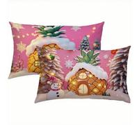 Piña Fundas Cojines 60x80 Lino Juego de 2, Funda Cojin Winter Súper Suaves y Cómodas, Funda de Almohada con Cremallera Oculta, Durable y Fácil Cuidado, Adecuado para Sofá, Cama, Silla o Jardín S5-388