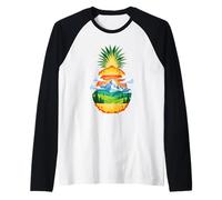 Piña Paisaje Montaña Naturaleza Colinas Árboles Tropical Camiseta Manga Raglan
