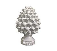 Piña siciliana, clásica, moderna, decorativa, ornamental, piña decorativa de diseño siciliano, objeto típico, bombonera de 7 cm de altura (blanco)