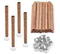 Pinafresa 20 mechas de madera en espiral para velas, 100 x 8 mm, tubo de mecha de madera con soportes para hacer velas, madera redonda natural