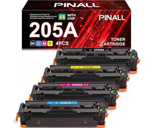 PINALL 205A Tóner Compatible para HP 205A CF530A CF531A CF532A CF533A para HP Color LaserJet Pro MFP M181fw M180n M180nw M154a M154nw (Negro Cian Amarillo Magenta, Paquete de 4)