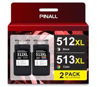 PINALL CL 513 PG 512 Cartuchos de Tinta compatibles Canon CL 513 PG 512 CL-513 PG-512 para Canon Pixma iP2700 MP230 MX350 MP240 MP250 MX360 MX410 MX420 MX340 MP270 280 MP490 MP495 MX320(2-Pack)