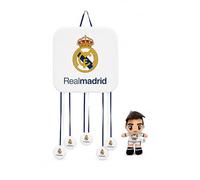 Piñata de Cumpleaños del Real Madrid, Decoración para Fiesta, Tema Real Madrid, Muñeco Madridista incluido. Facil de rellenar.