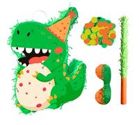 Piñata de dinosaurio, paquete de piñata de fiesta temática de dinosaurio de 15.7 pulgadas, decoración de fiesta de dinosaurio, palo de cumpleaños, etc. Suministros de cumpleaños para niños y niñas
